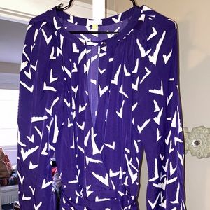 Purple and white print jumpsuit